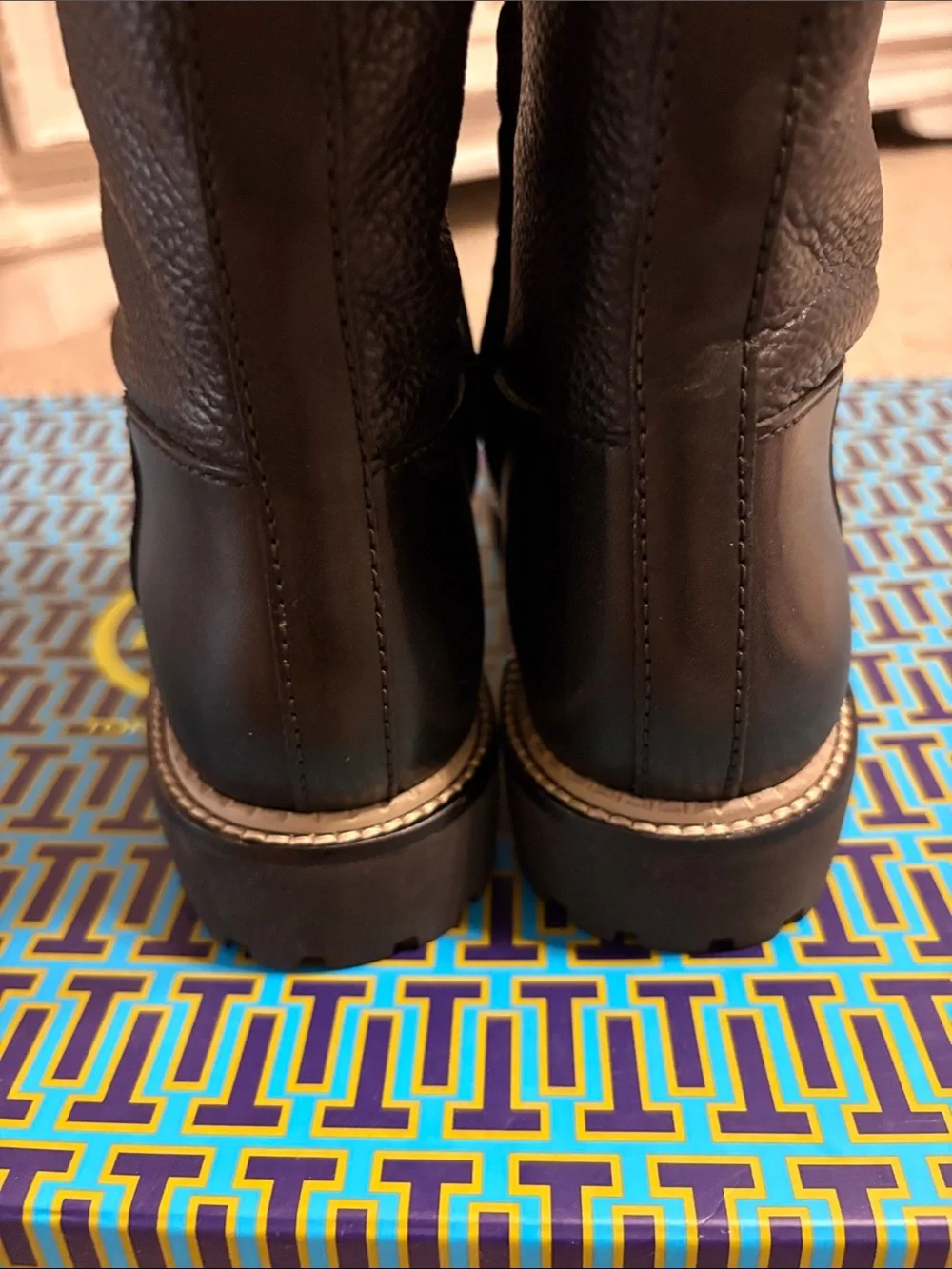 Tory Burch Dark Brown Tall Leather Zip Riding Boots
